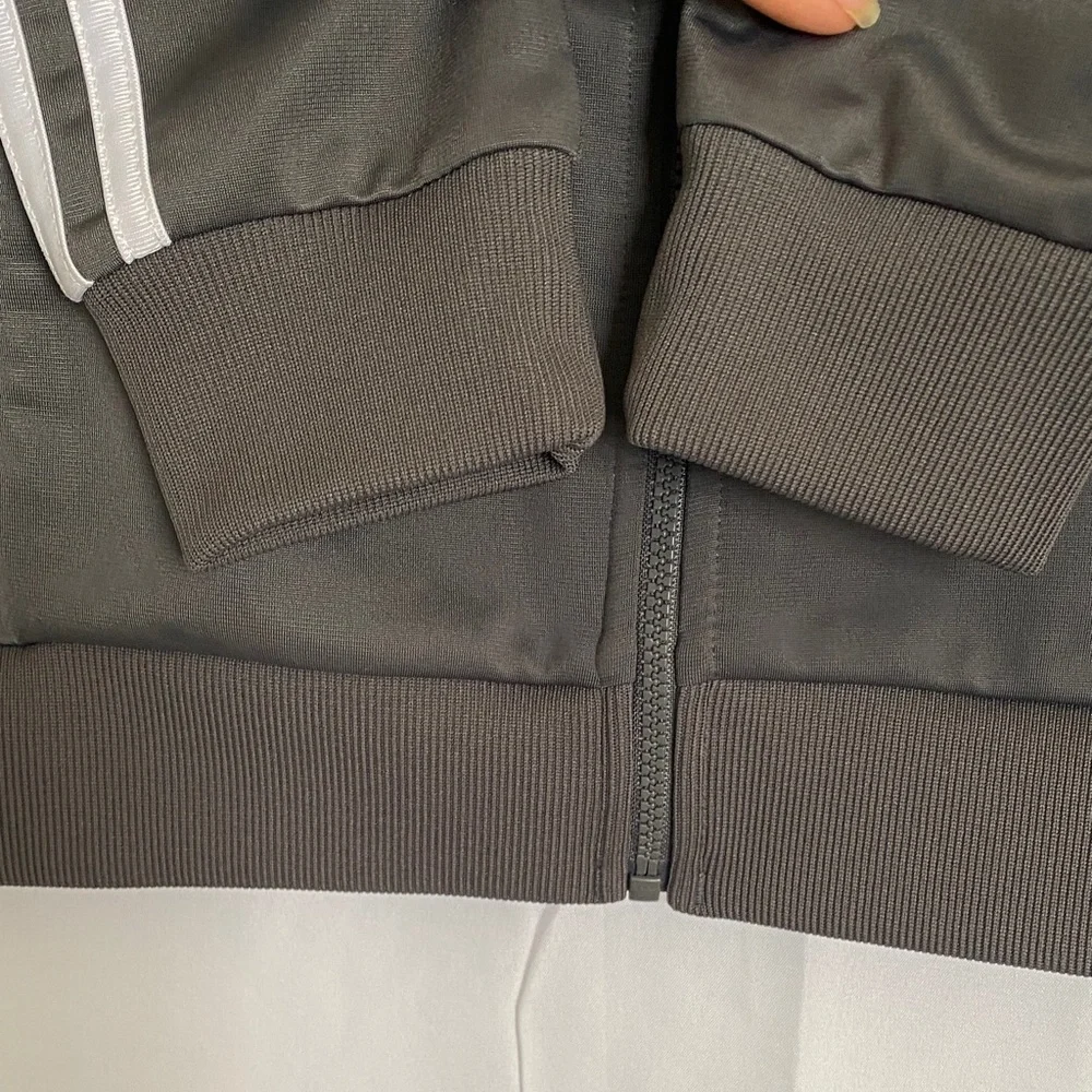 Adidas  grey and white full-zip track jacket Boys size medium 10/12